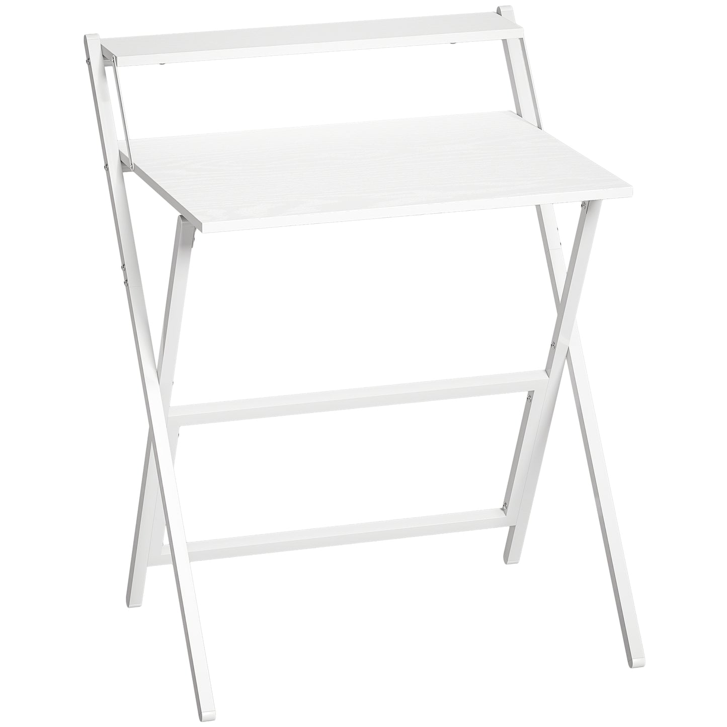 HOMCOM 70 cm Folding Computer Desk with Monitor Shelf - White