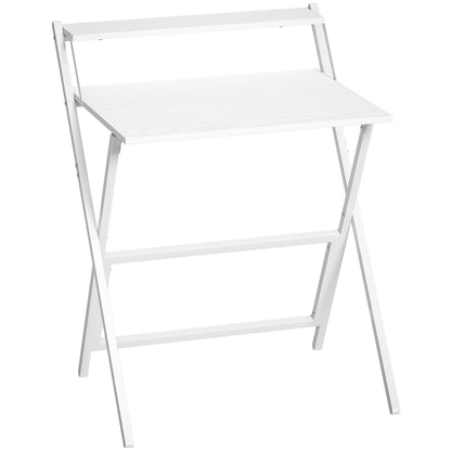 HOMCOM 70 cm Folding Computer Desk with Monitor Shelf - White