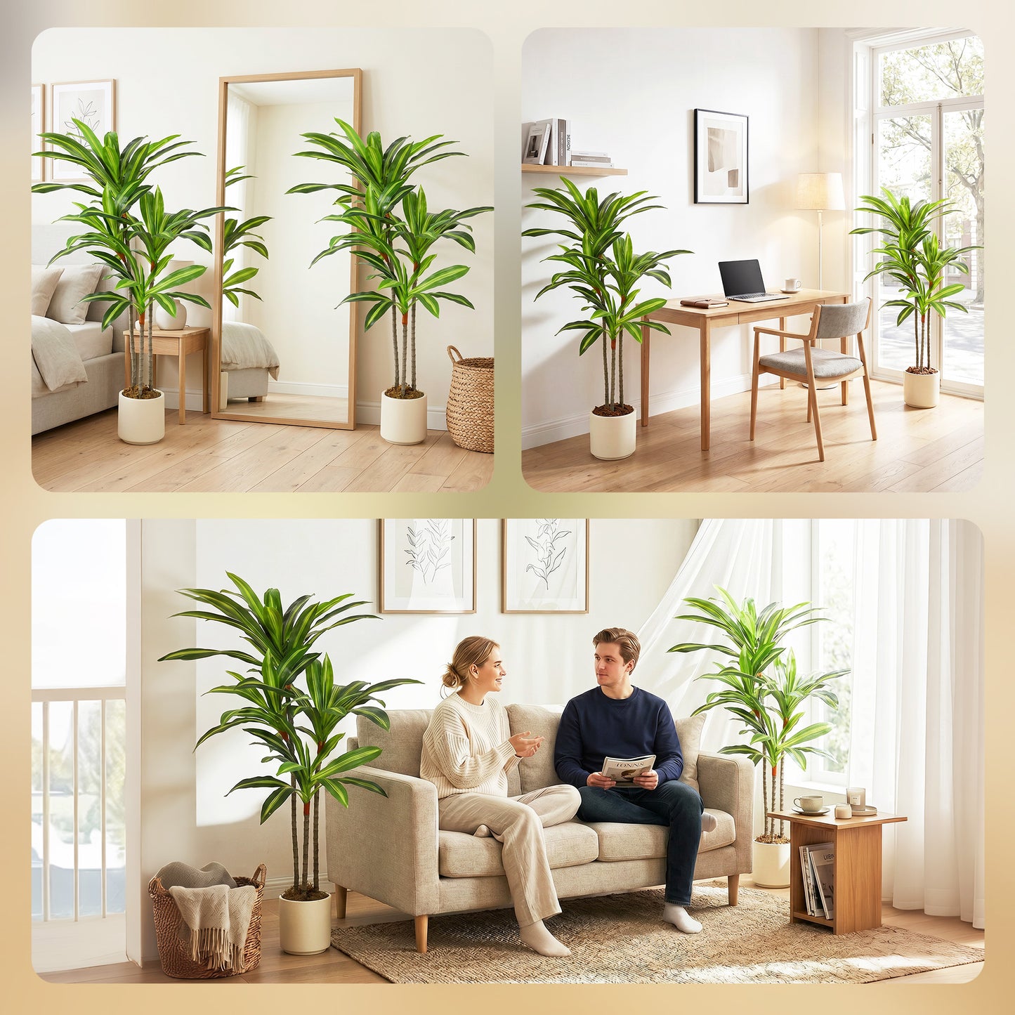 HOMCOM 120cm Lifelike Fake Tree, Artificial Dracaena Tree with Bendable Trunks, Green