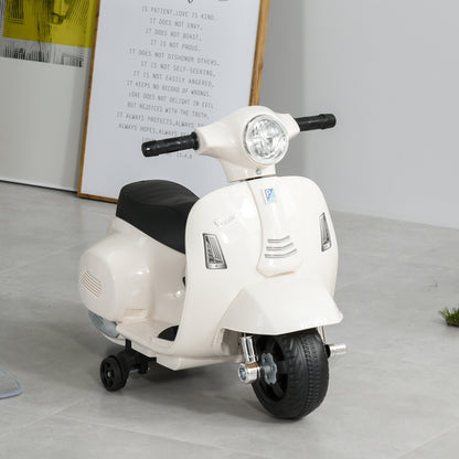 HOMCOM Vespa Licensed 6V Kids Electric Motorbike Ride On Motorcycle  Battery Powered for 18-36 Months with Horn Light White
