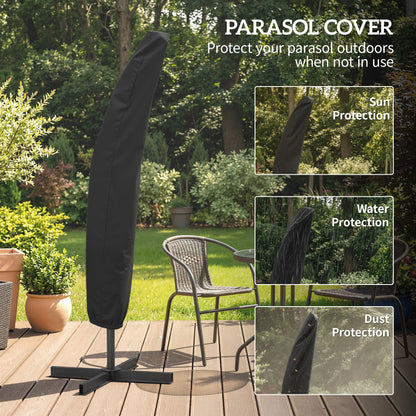Outsunny 3m Overhanging Parasol, with Base, Weights and Cover - Orange