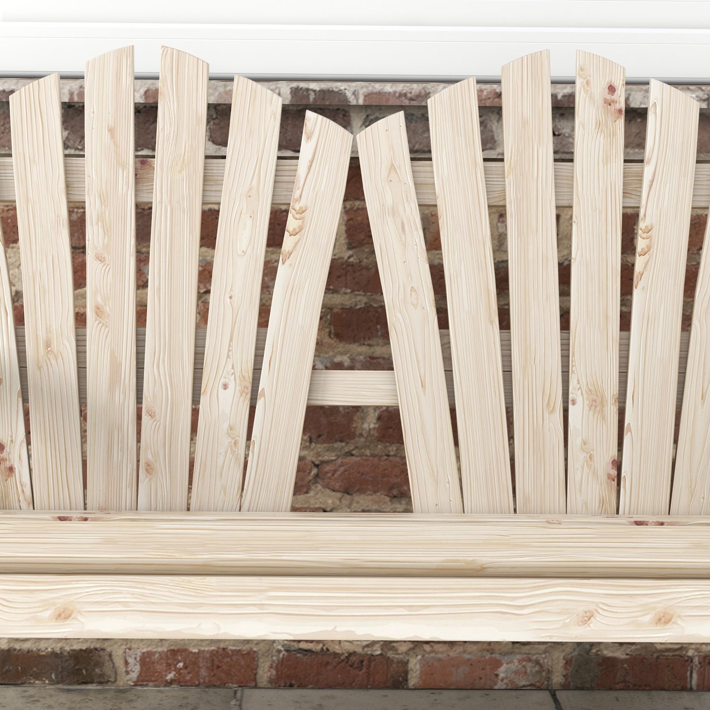 Outsunny Fir Wood Love Seats with Wheel-Shaped Armrests, Large Load-Bearing Chair, Natural Wood Finish