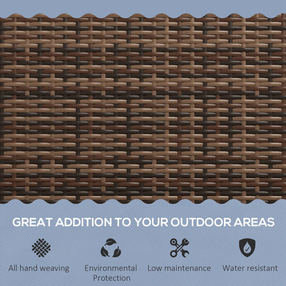 Outsunny All Weather Wicker Garden Loveseat, 2 Seater Poly Rattan Garden Bench, Outdoor Seating Bench Brown