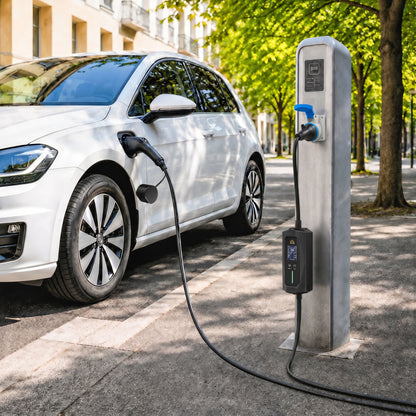 HOMCOM EV Charger 7kW Type 2 to CEE 32A Plug with UK Adapter, 10 m, 6-32A, Electric Car Charger w/ 1-12 h Time Delay