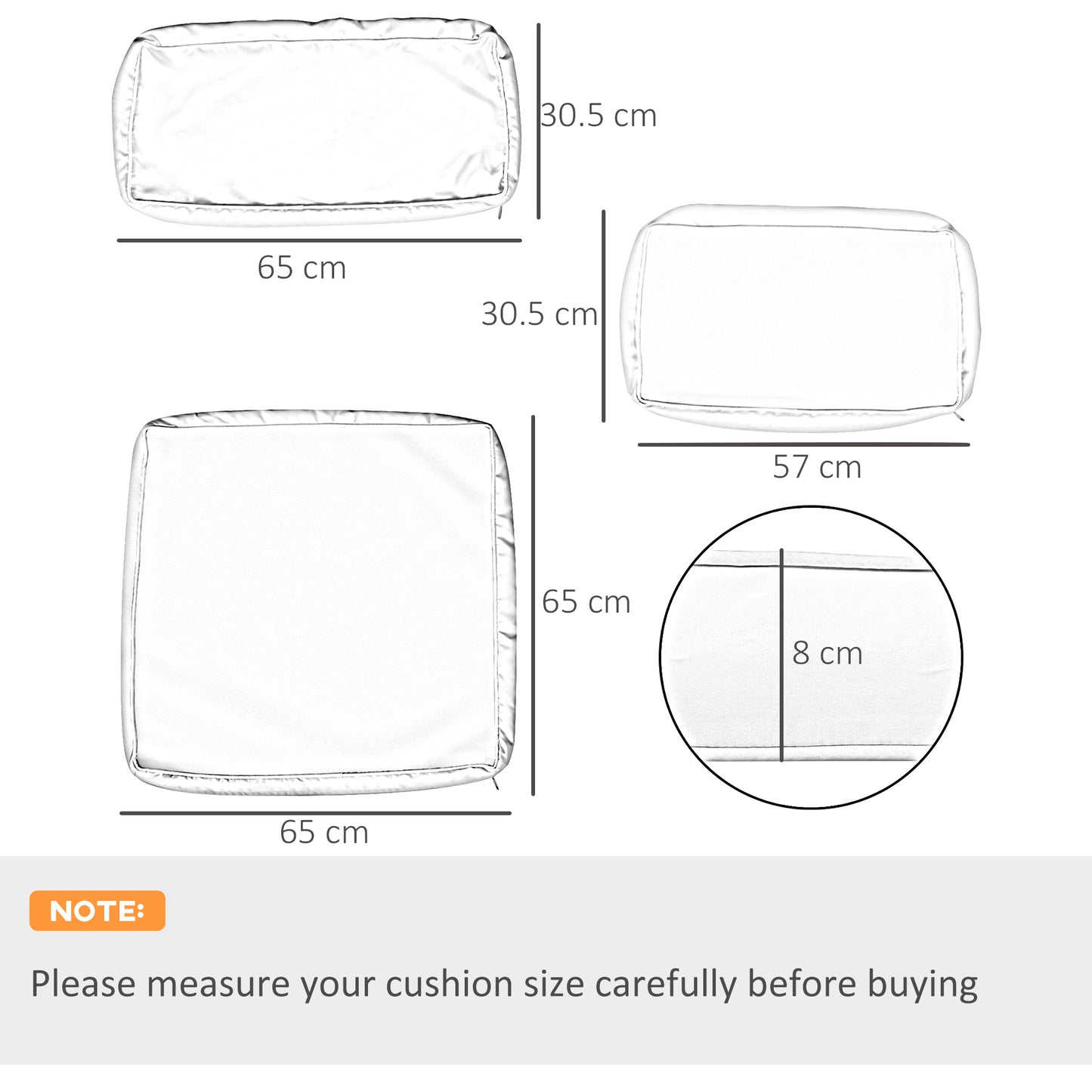 Outsunny Garden Rattan Sofa Cushion Polyester Cover Replacement Outdoor- No Cushion Included, Grayish Green