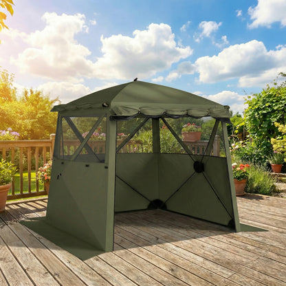 Outsunny Pop Up Gazebo Waterproof Instant Shelter with Awning Mesh Windows for Camping Patio 2 x 2 m, Army Green