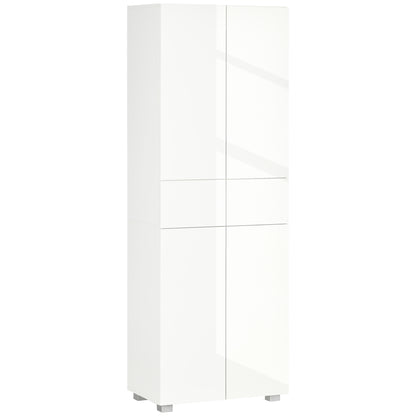 HOMCOM Storage Cabinet, Kitchen Cupboard with 3 Adjustable Shelves, 60L x 35W x 170H cm, White