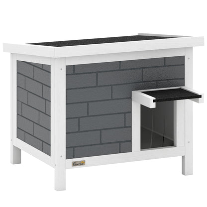 PawHut Outdoor Cat House Insulated with Openable Roof, Weatherproof Feral Cat Shelter for Rabbits, Cats, Grey--ChewyGames-ChewyGames