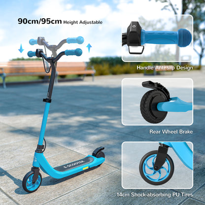 HOMCOM Electric Scooter for Kids 6+, Foldable E Scooter, Up to 8 KM/H, Maximum Range 6 KM, Adjustable Height, Blue