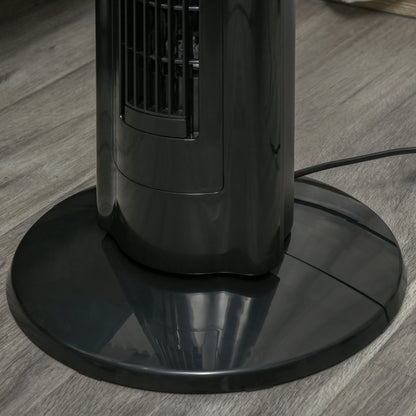 HOMCOM Anion Tower Fan for Bedroom, 42 inch, 6 m/s Powerful Velocity, Standing Floor Fan with 60° Oscillating, 3 Modes, 3 Speeds, 8 Hour Timer, LED Display, Remote Control, Black