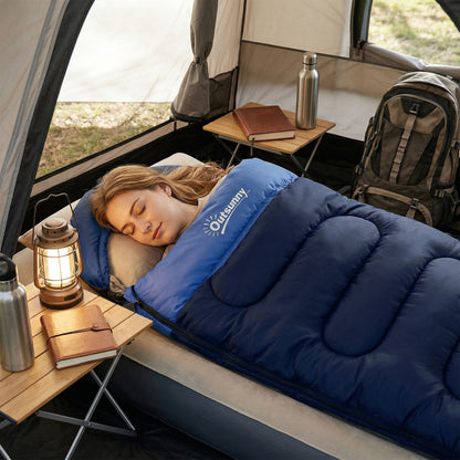 Outsunny Sleeping Bag for Adults, Lightweight & Compact Sleeping Bag, 3 Seasons, Navy Blue