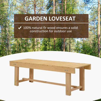 Outsunny Wooden Garden Benches, 2 Seater Outdoor Benches, Fir Wood Backless Patio Loveseat with Slatted Seat for Park, 110 x 38 x 35 cm, 3 Pieces, Natural Wood Finish