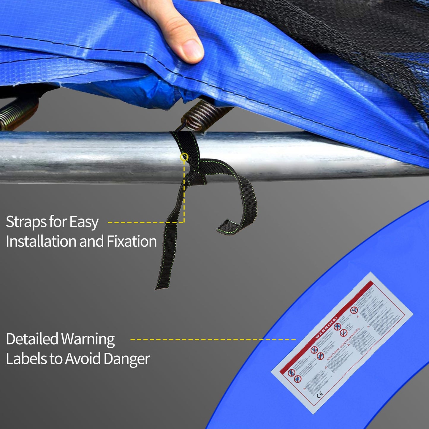 HOMCOM 8ft Trampoline Pad, Φ244cm Trampoline Accessories Surround Pad Thick Foam Pads Padding Replacement Spare, Blue