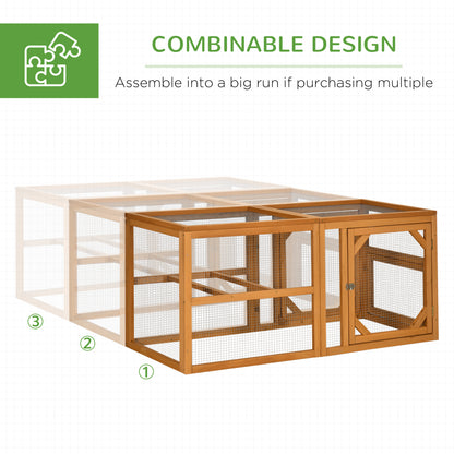 PawHut 2 Piece Wooden Chicken Coop and Run Set, Poultry Run Cage with Nesting Box, Slide-Out Tray, for 4-8 Chickens, Yellow