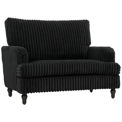 HOMCOM Corduroy Single Sofa Armchair, Modern Accent Chair with Stripes, Turned Legs and Wide Seat, Black