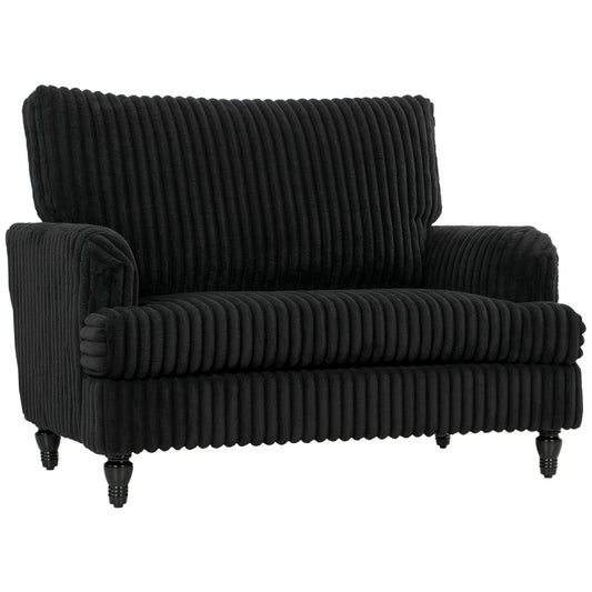 HOMCOM Corduroy Single Sofa Armchair, Modern Accent Chair with Stripes, Turned Legs and Wide Seat, Black
