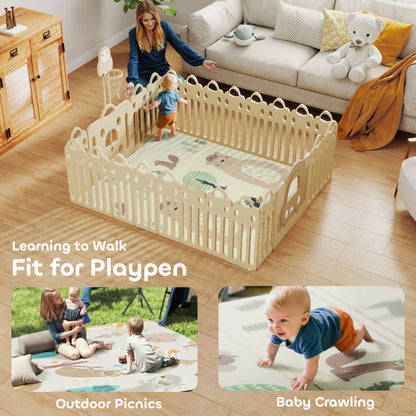 AIYAPLAY Animal-Themed Baby Plat Mat Double Sided, Foldable, Water-Resistant for Outdoor/Indoor, 177 x 146 x 1.5cm--ChewyGames-ChewyGames