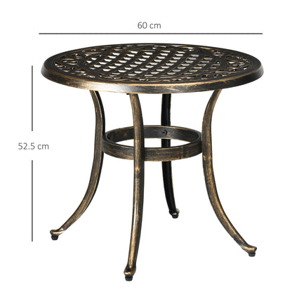 Outsunny Outdoor Garden Table, Cast Aluminium Patio End Table with Anti-slip Foot Pads for Garden, Patio, Balcony, 60 x 60 cm, Bronze Tone