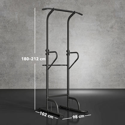 HOMCOM Power Tower Dip Station Pull Up Bar Multi-Function Push Up Equipment with Adjustable Height for Home Gym Strength Training Workout Fitness