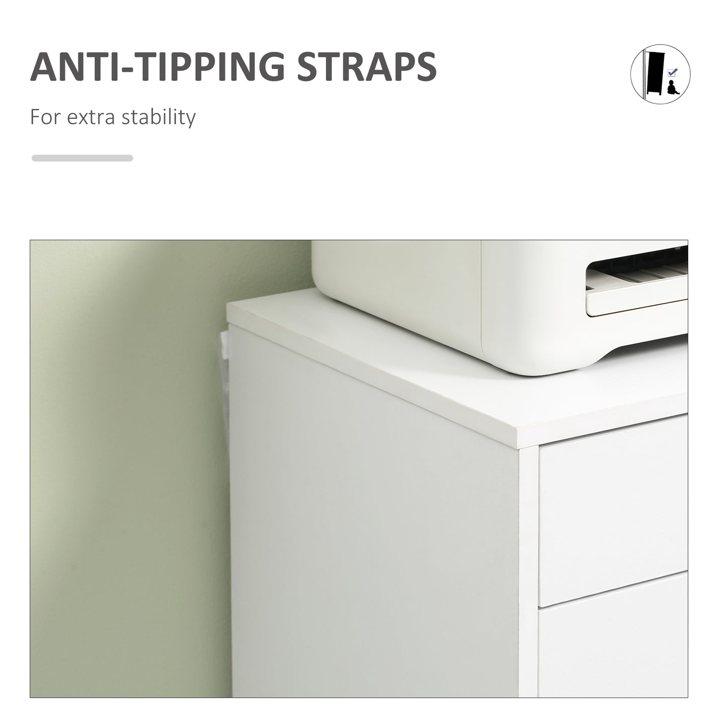 Vinsetto Seven-Drawer Filing Cabinet, with Wheels - White