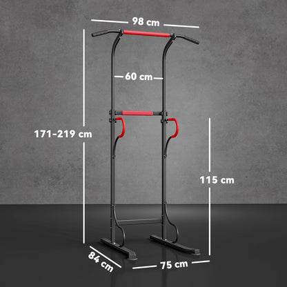 HOMCOM Steel Multi-Use Exercise Power Tower Pull Up Station Adjustable Height W/ Grips