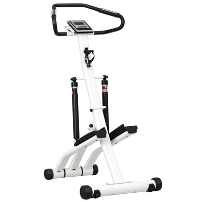 SPORTNOW Stepper Machine for Home, Foldable Stair Stepper with 12-Level Hydraulic Resistance, Stair Climber with LCD Monitor, Heart Rate Sensor and Drink Holder, White and Black