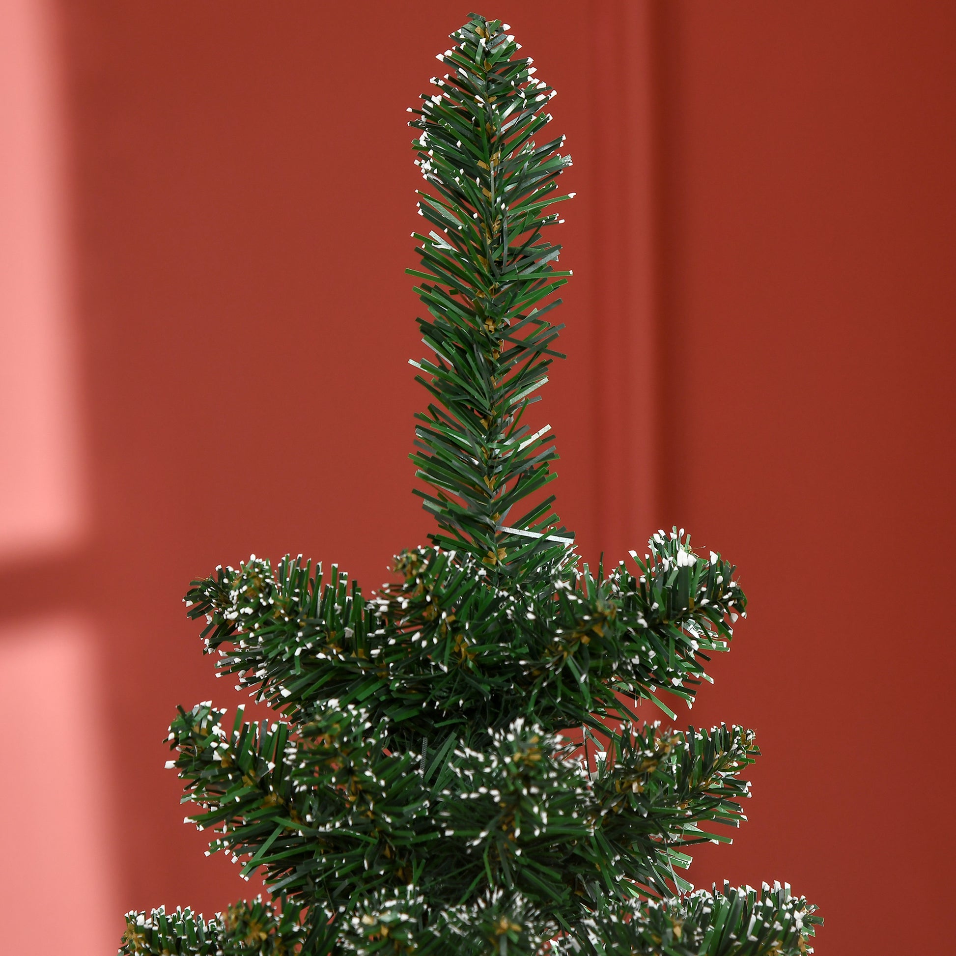 HOMCOM 5.5FT Artificial Snow Dipped Christmas Tree Xmas Pencil Tree Holiday Home Indoor Decoration with Foldable Black Stand, Green--ChewyGames-ChewyGames