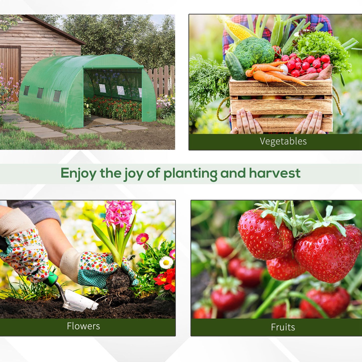 Outsunny Walk-in Polytunnel Greenhouse, Outdoor Garden Tunnel Greenhouse Tent with Zipped Roll-Up Door and 6 Mesh Windows, 4 x 3M--ChewyGames-ChewyGames