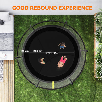SPORTNOW 10ft Outdoor Trampoline with Enclosure Net, Spring Cover, Black