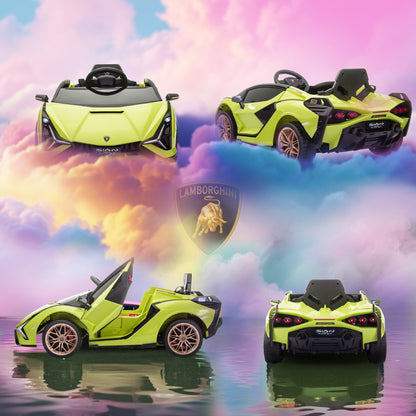 HOMCOM Lamborghini Sian Licensed 12V Electric Car for Kids 2 Motors Toy Car with Remote Control Music Lights MP3 for 3-5 Years Green