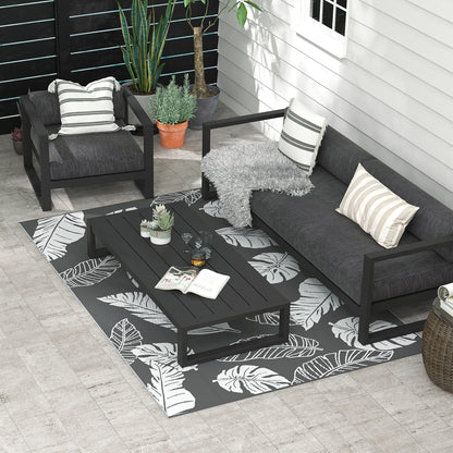 Outsunny Plastic Straw Reversible RV Outdoor Rug with Carry Bag, 182 x 274cm, Grey and White--ChewyGames-ChewyGames