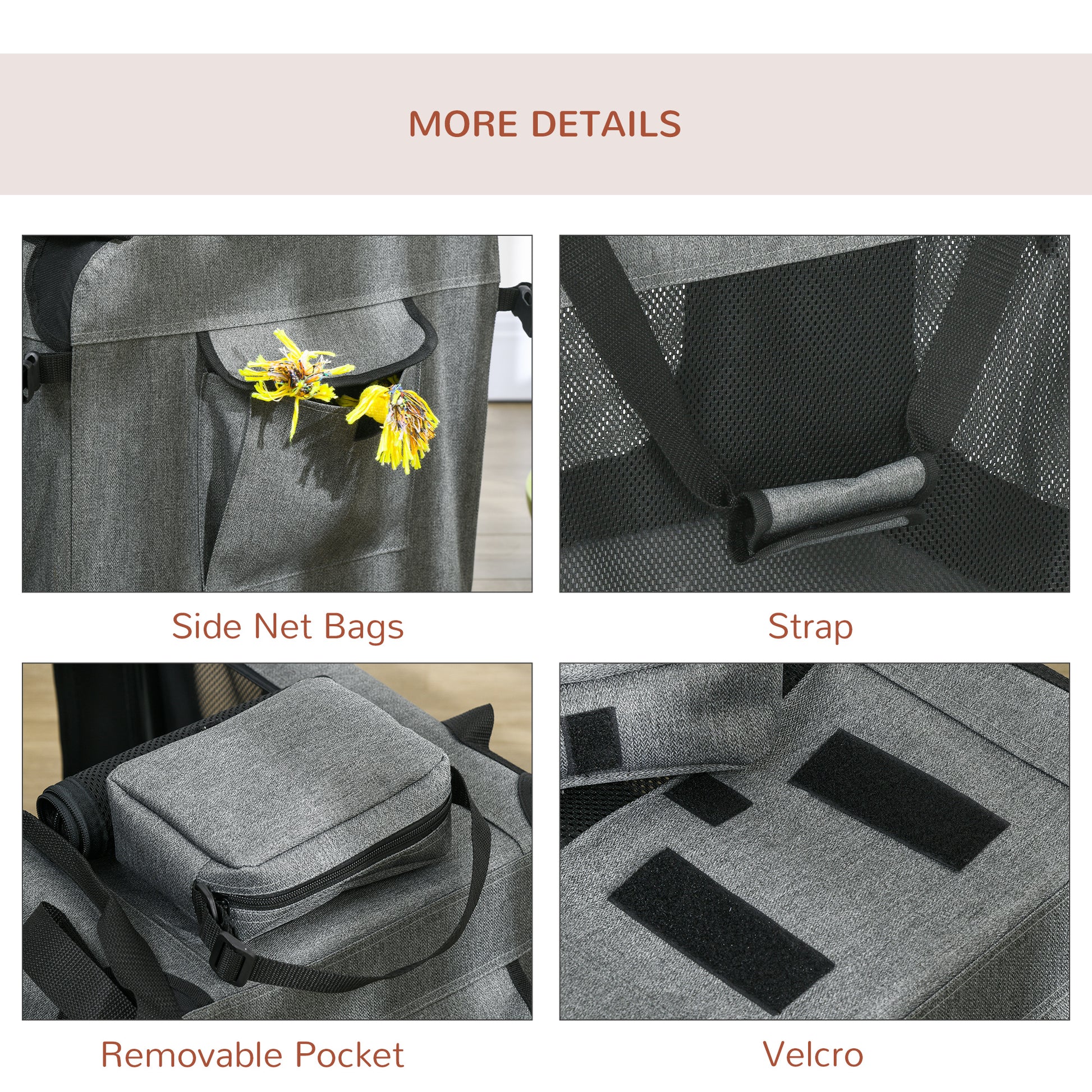 PawHut Oxford Fabric Folding Pet Carrier Bag Grey--ChewyGames-ChewyGames