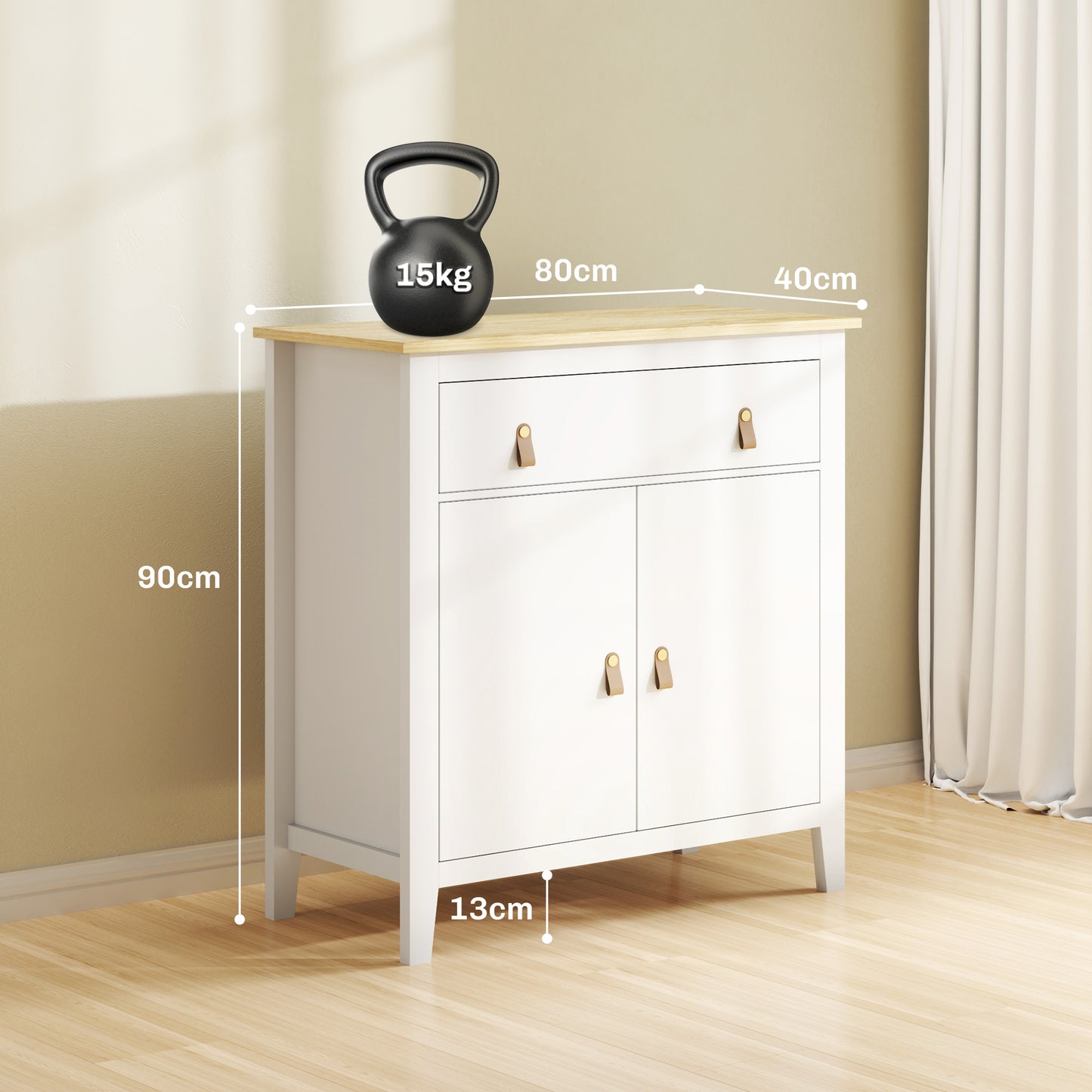 HOMCOM Farmhouse Style Sideboard - White