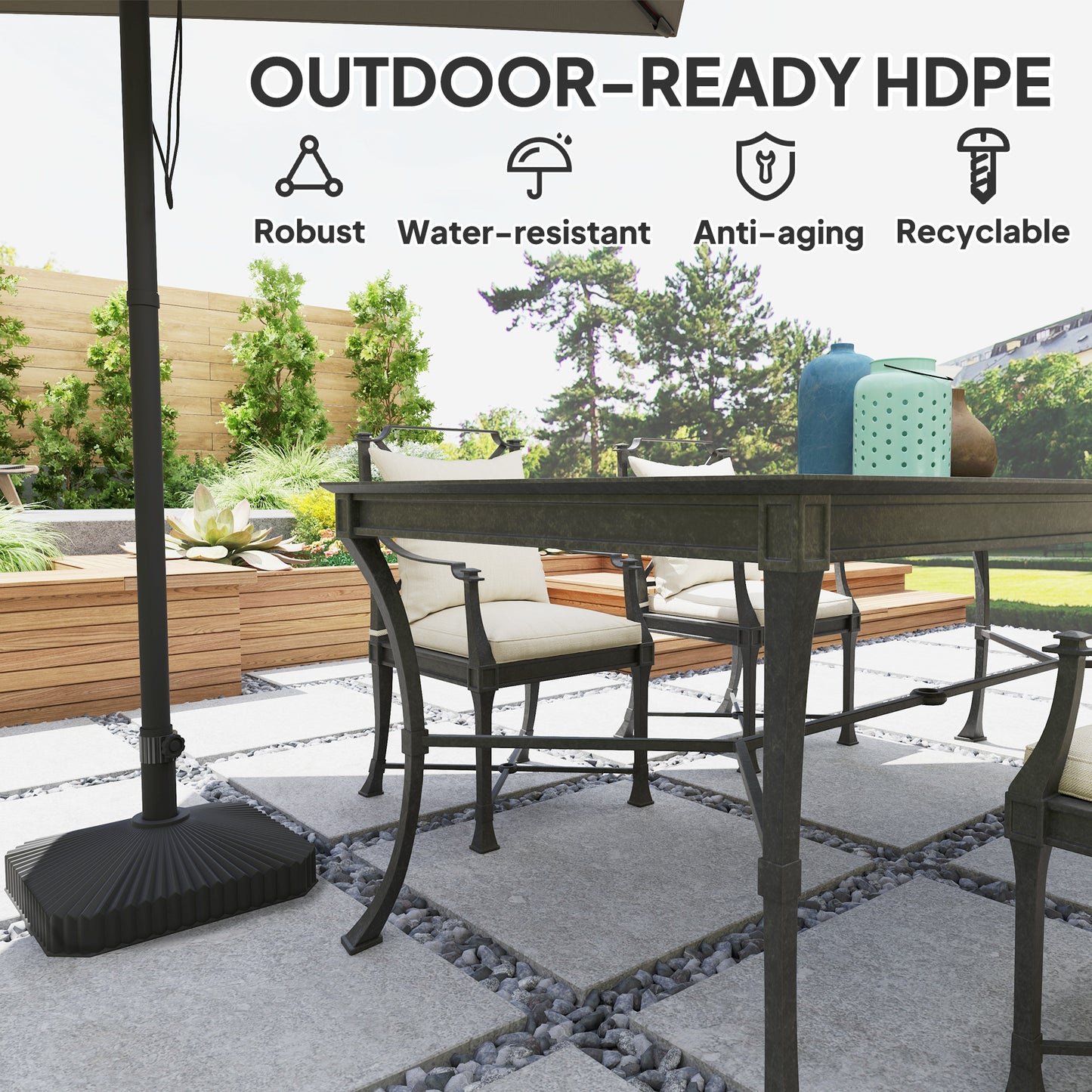 Outsunny Patio Umbrella Stand, Heavy Duty Outdoor Parasol Base, Sand/Water Filled, Black