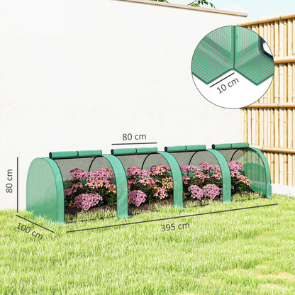 Outsunny 395  x 100 cm Low Tunnel Greenhouse - Green