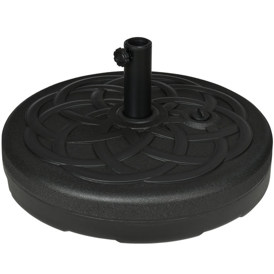 Outsunny Garden Parasol Base Holder, Outdoor Market Umbrella Stand Weight with Built-In Handle, 25kg Water or 35kg Sand Filled, Black--ChewyGames-ChewyGames