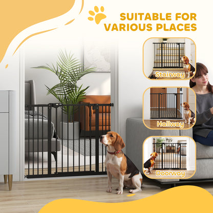 PawHut Adjustable Safety Gate w/ Two Extensions, Four Adjustable Screws, Black
