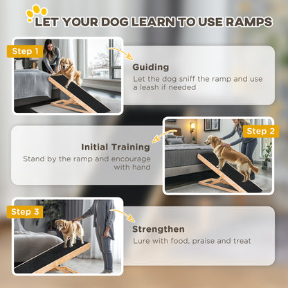 PawHut Dog Ramp, Foldable Pet Ramp with 4 Adjustable Heights, Non-Slip Finish for Medium and Large Dogs, Black