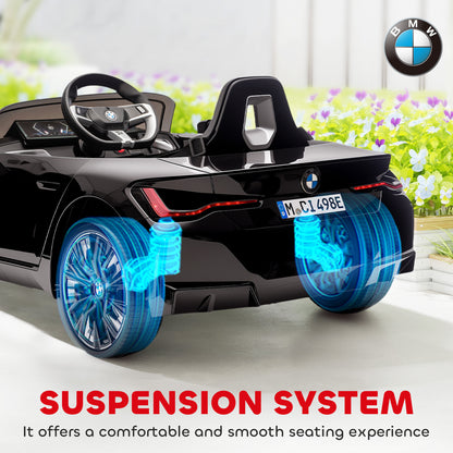 HOMCOM BMW i4 Licensed 12V Kids Electric Ride-On Car, with Remote Control, Portable Battery, Music, Horn, Headlights - Black