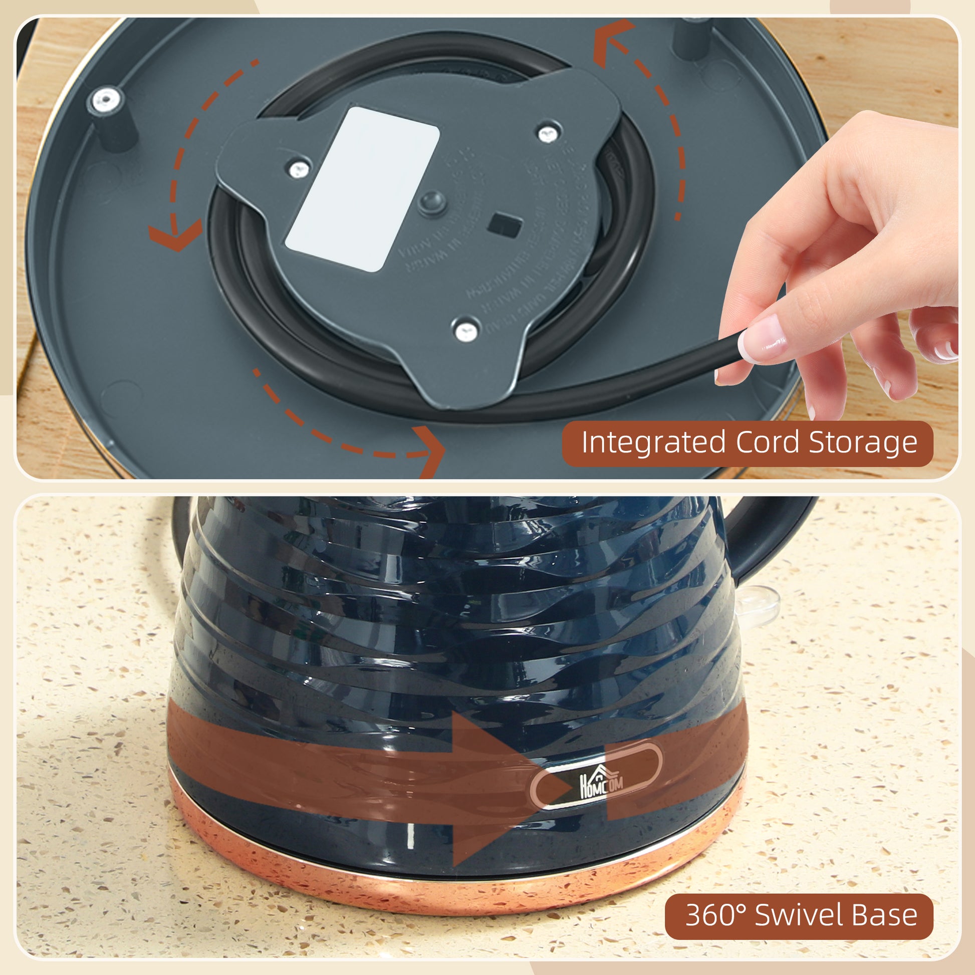 HOMCOM 3kW Rapid Boil Honeycomb Kettle - Dark Blue--ChewyGames-ChewyGames