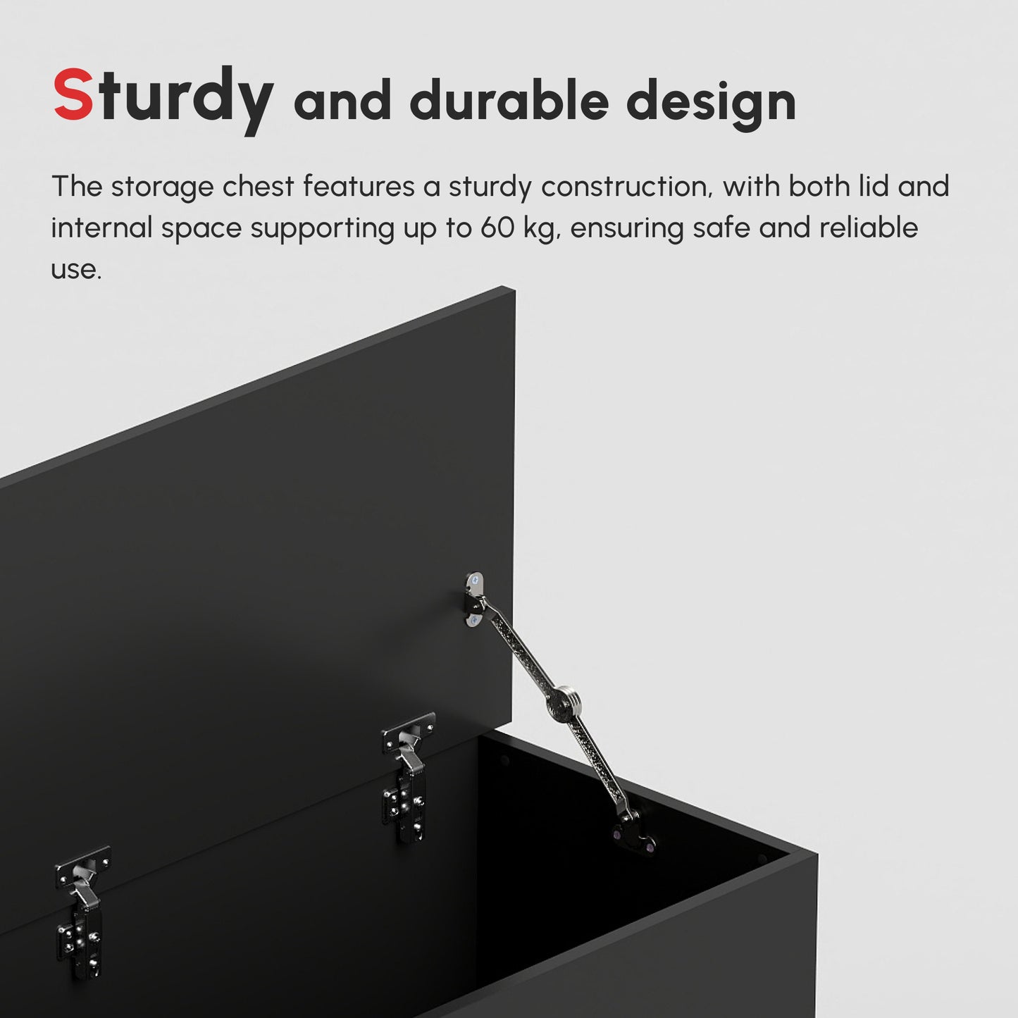 HOMCOM 113L Storage Chest, Storage Box with Flip-Top Lid and 2 Safety Hinges, Storage Trunk for Living Room, Entryway, 100 x 40 x 40 cm, Black--ChewyGames-ChewyGames