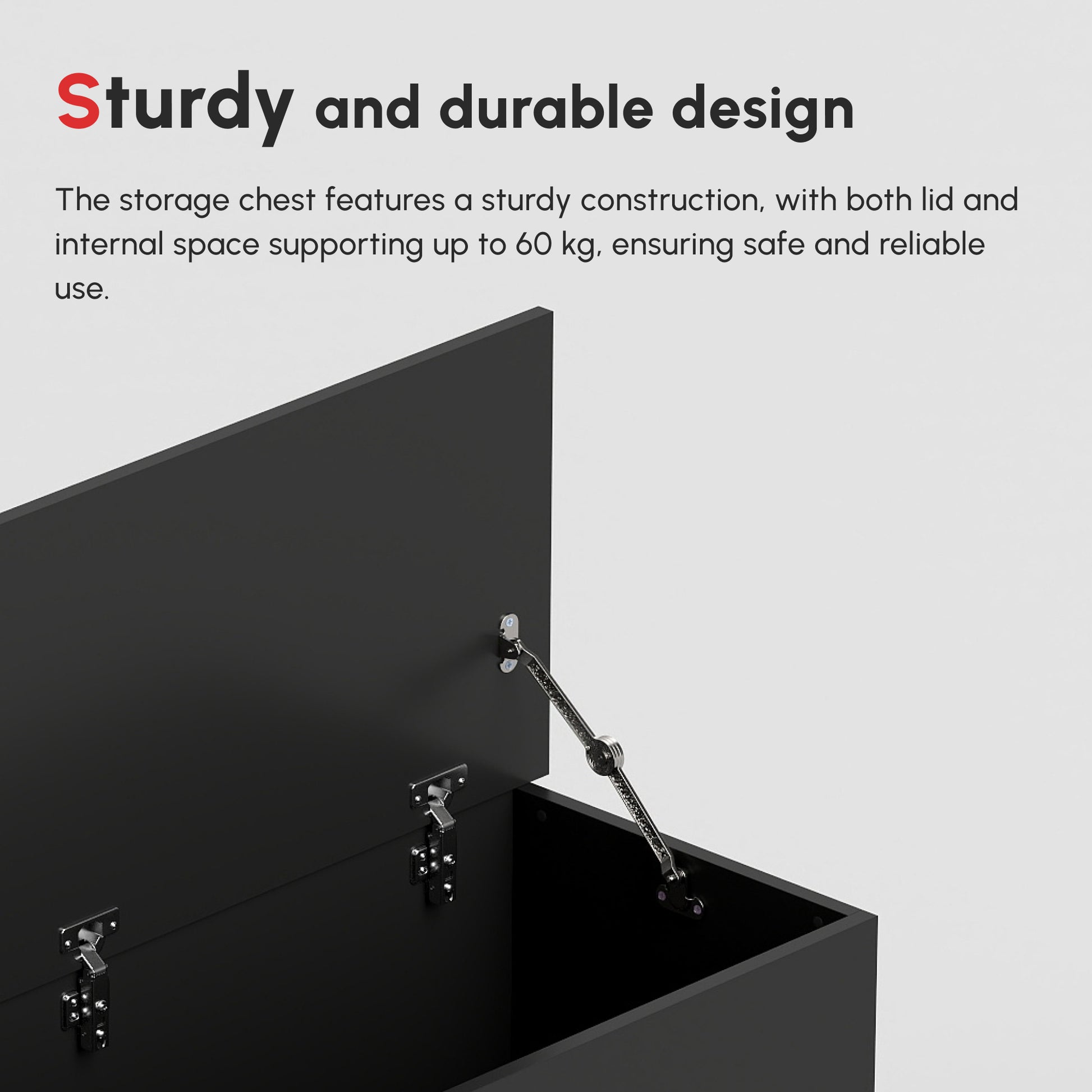 HOMCOM 113L Storage Chest, Storage Box with Flip-Top Lid and 2 Safety Hinges, Storage Trunk for Living Room, Entryway, 100 x 40 x 40 cm, Black--ChewyGames-ChewyGames