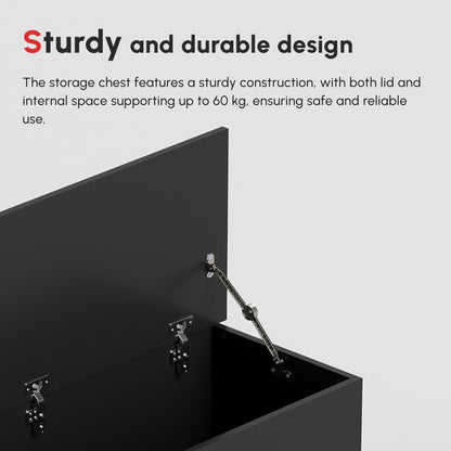 HOMCOM 113L Storage Chest, Storage Box with Flip-Top Lid and 2 Safety Hinges, Storage Trunk for Living Room, Entryway, 100 x 40 x 40 cm, Black--ChewyGames-ChewyGames