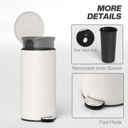 HOMCOM Kitchen Bin, 30 Litre Pedal Rubbish Bin with Removable Bucket, Cream--ChewyGames-ChewyGames