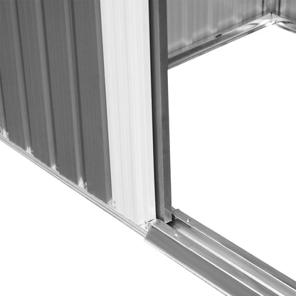 Outsunny 6x8 Metal Garden Shed, Sloped Roof Shed with Ventilation & Storage Solutions, Grey