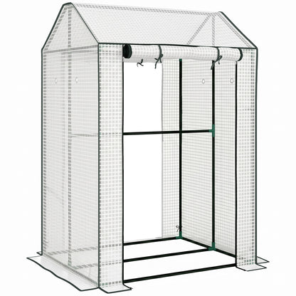 Outsunny Green House, Mini Greenhouse with 2 Roll-up Doors, Vent Holes and Reinforced Cover, 100 x 80 x 150cm