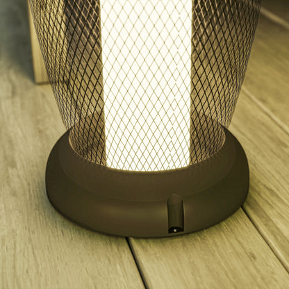 Outsunny Garden Solar Lamp, 71.5 cm Tall Metal Floor Lamp, Auto On/Off LED Solar Garden Light with Metal Wire Shade, IP44 for Outdoor, Porch, Pathway, Terrace, Black