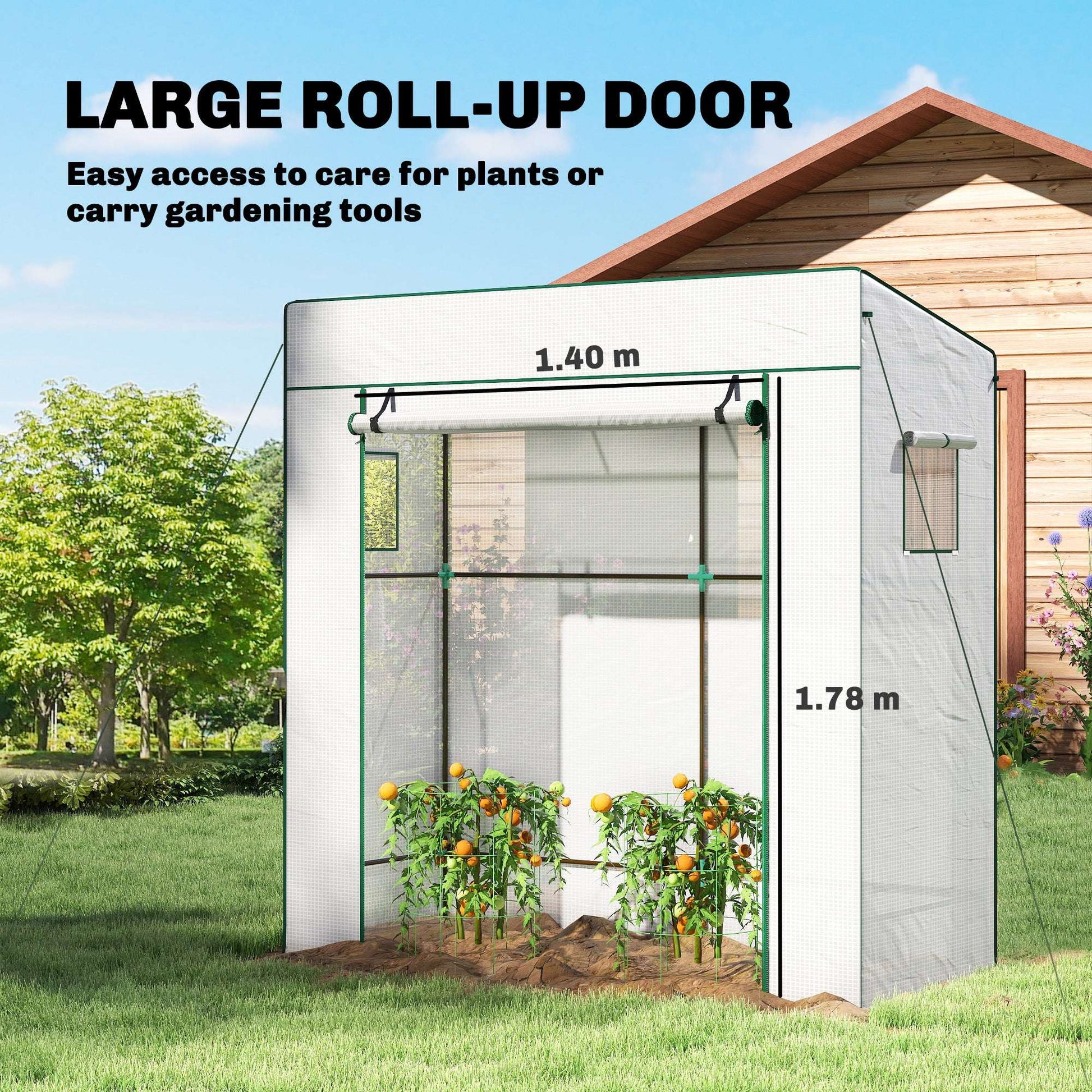 Outsunny PE Cover Walk-in Outdoor Greenhouse, White