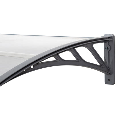 Outsunny Front Door Canopy Outdoor Awning Aluminium Rigid Plastic Polycarbonate Rain Shelter UV Water Rain Resistant 196 x 75cm Clear