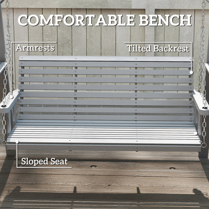 Outsunny Three-Seater Wooden Swing Bench, Dark Grey